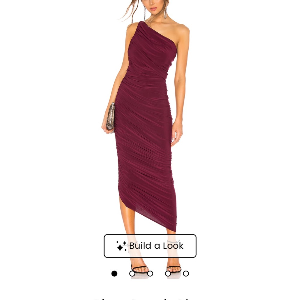 Norma Kamali One-Shoulder Burgundy Dress